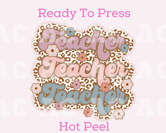 Leopard Teacher DTF TRANSFER or UV DTF STICKER DECAL