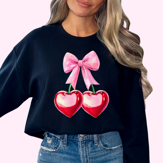 Coquette Bow Hearts Cherries Trendy Valentine's Day DTF TRANSFER