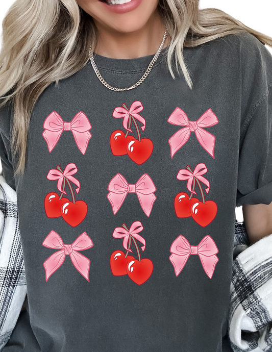 Coquette Bow & Cherries Trendy DTF TRANSFER or UV DTF STICKER DECAL