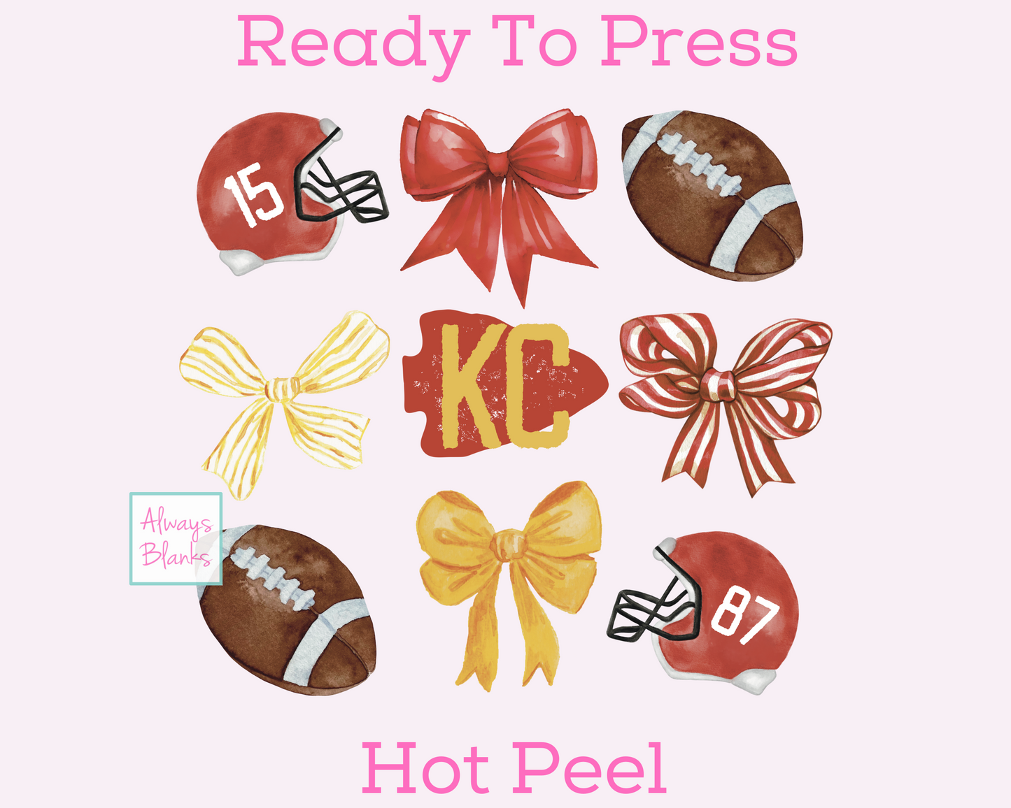 KC Chiefs Coquette Bow Collage Football DTF TRANSFER