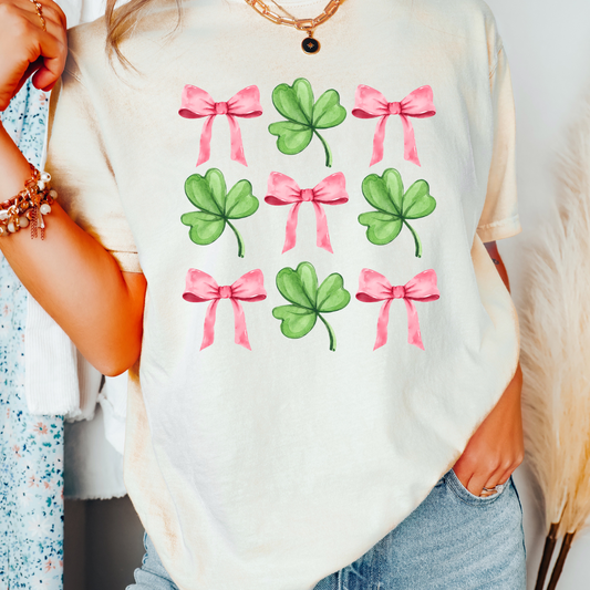 Clovers & Bows St. Patrick's Day Coquette Bow St. Patrick's Day DTF TRANSFER or UV DTF STICKER DECAL