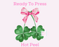 Hanging Lucky Clovers Coquette Bow St. Patrick's Day DTF TRANSFER