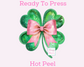 Emerald Green Clover With Pink Coquette Bow St. Patrick's Day DTF TRANSFER