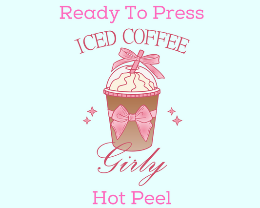 Iced Coffee Girly Coquette Bow DTF TRANSFER