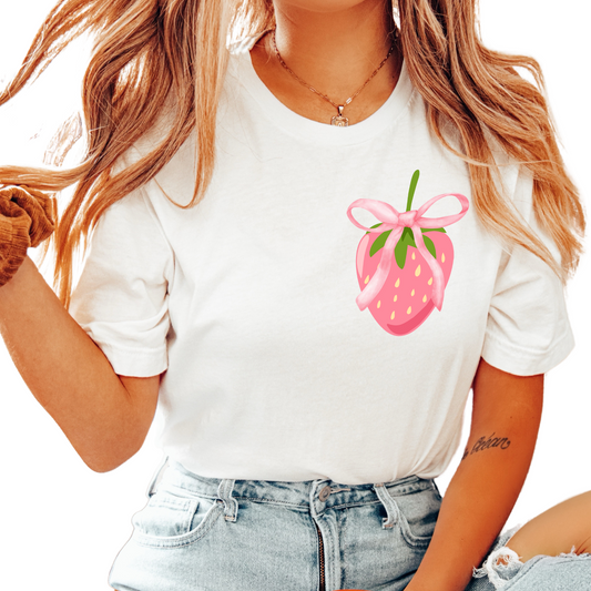 Coquette Bow & Strawberry Trendy DTF TRANSFER or UV DTF STICKER DECAL