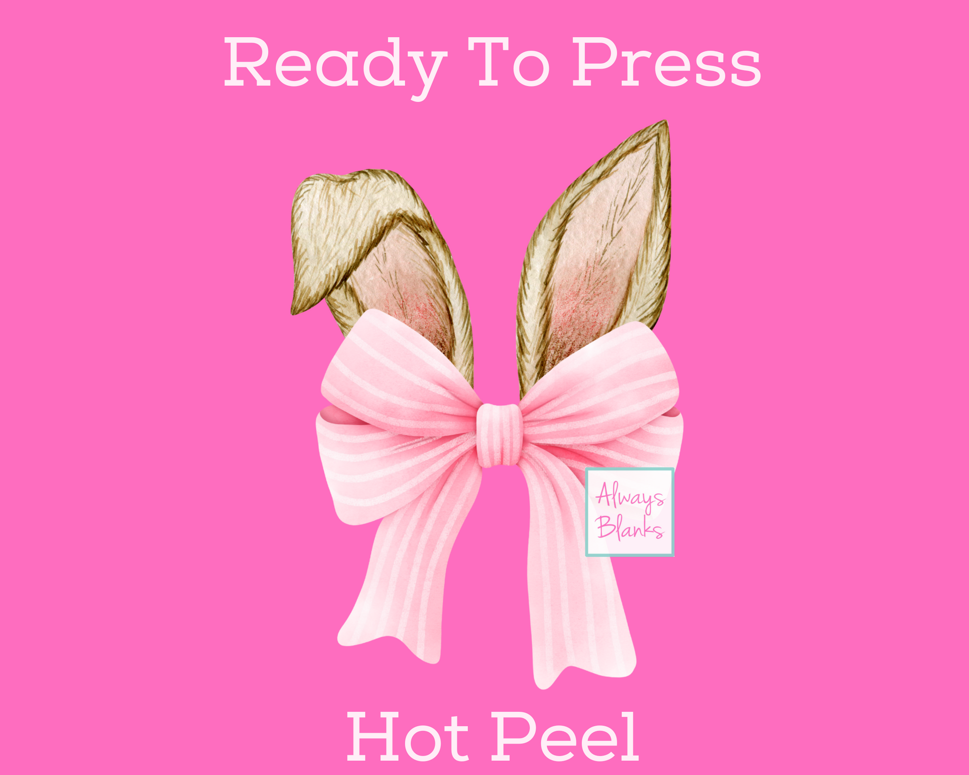 Bunny Ears Pink Coquette Bow Easter DTF TRANSFER