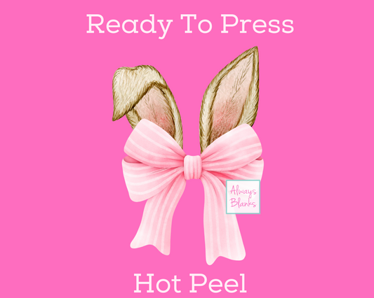 Bunny Ears Pink Coquette Bow Easter DTF TRANSFER