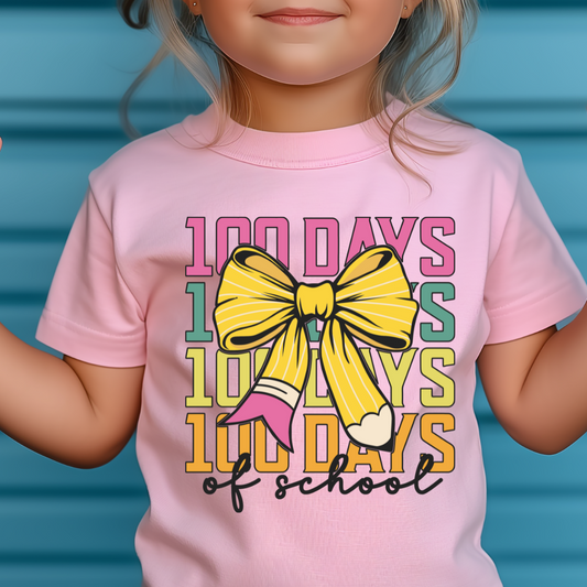 100 Days Coquette Pencil Bow School DTF TRANSFER