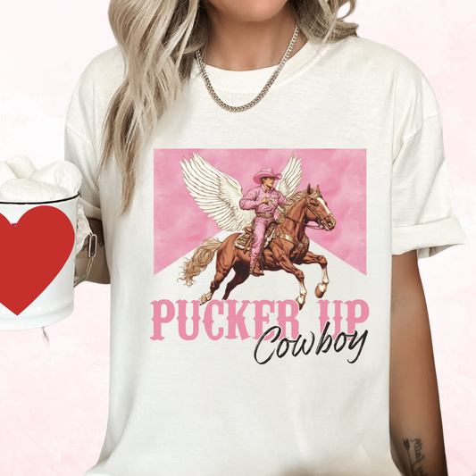 Pucker Up Pegasus Cowboy Valentine's Day DTF TRANSFER