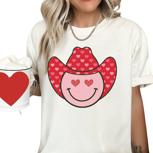 Happy Heart Cowboy Valentines Day DTF TRANSFER