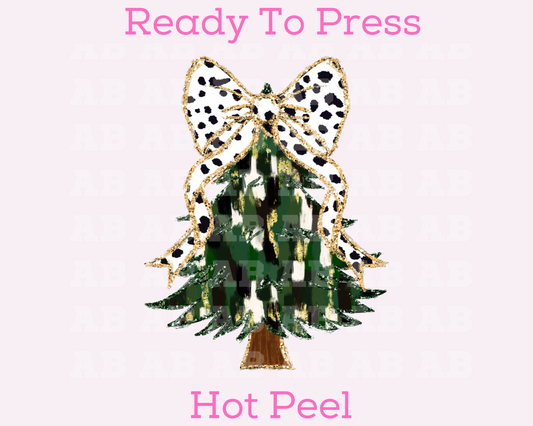 Dalmatian Coquette Bow Christmas (Faux Glitter) Christmas DTF TRANSFER  or UV DTF STICKER