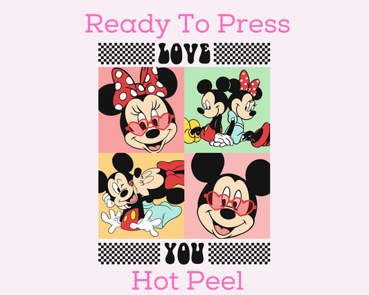 Mickey And Minnie Love Valentines Disney DTF TRANSFER