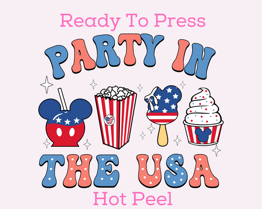 Party In The USA Snacks Disney Patriotic DTF TRANSFER