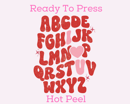 I Love You Alphabet (Distressed) Valentines Day DTF TRANSFER