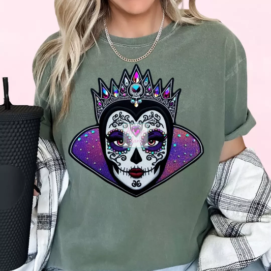 Evil Queen Faux Embroidery Sugar Skull Disney DTF TRANSFER