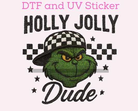 Green Man Faux Yarn with backwards Hat DTF TRANSFER or UV DTF STICKER