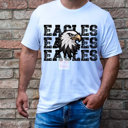 Faux Embroidery Distressed Eagles Sports Mascot DTF TRANSFER