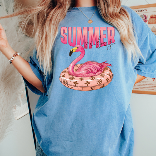 Flamingo Summer Vibes Luxury Summer DTF TRANSFER or UV DTF STICKER