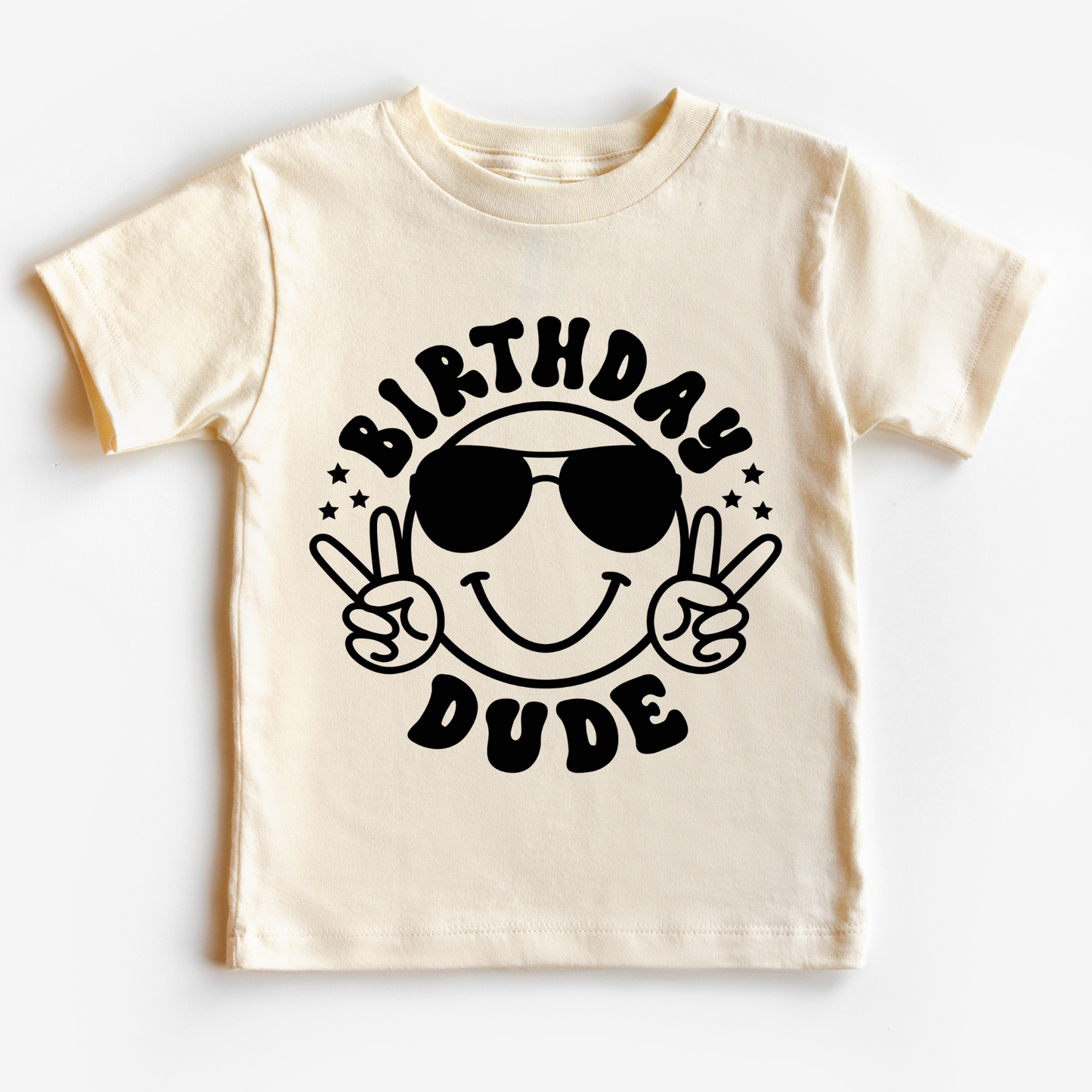 Birthday Dude Smiley (Black) DTF TRANSFER or UV DTF STICKER DECAL