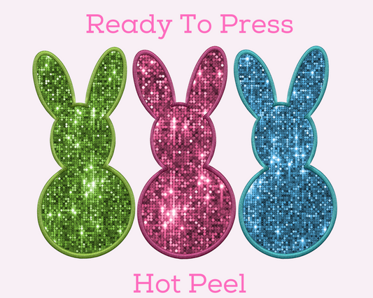 Faux Sequin Bunnies Easter DTF TRANSFER