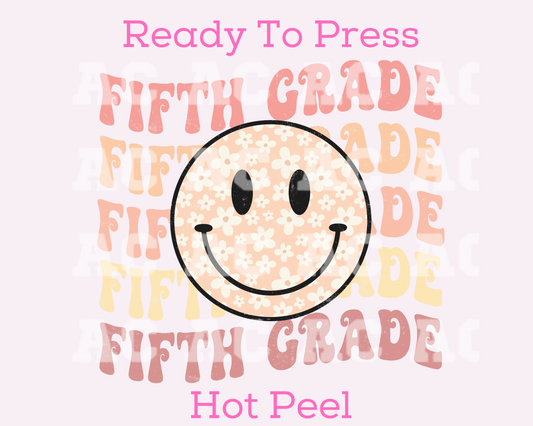 Fifth Grade Smiley 5th Grade DTF TRANSFER or UV DTF STICKER