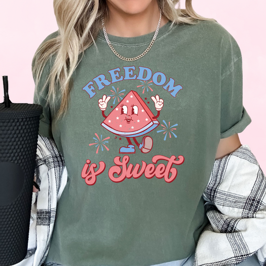Freedom Is Sweet Patriotic DTF TRANSFER or UV DTF STICKER