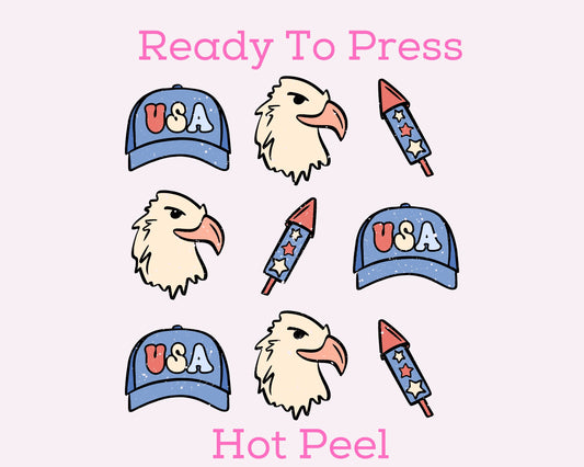 USA Eagles and Hats DTF TRANSFER or UV DTF STICKER
