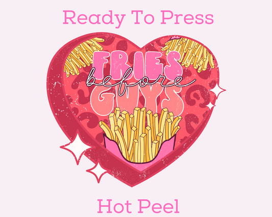 Fries Before Guys (Distressed) Leopard Valentine's Day DTF TRANSFER