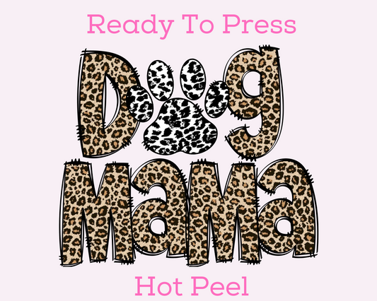Leopard Print Dog Mama DTF TRANSFER or UV DTF STICKER DECAL