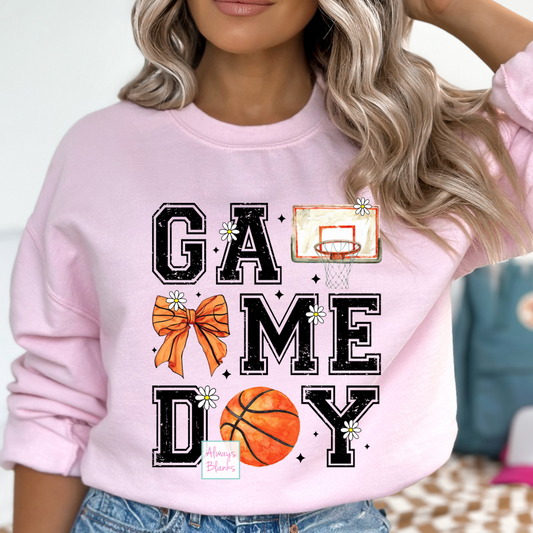 Basketball Game Day (Black) Coquette Bow Trendy Basketball DTF TRANSFER