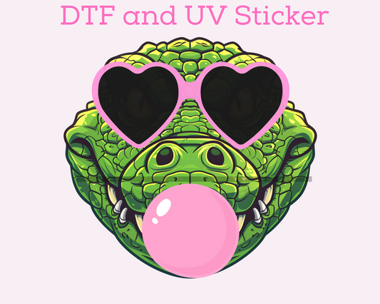 Gator Sports School Mascot Blowing Bubble DTF TRANSFER or UV DTF STICKER