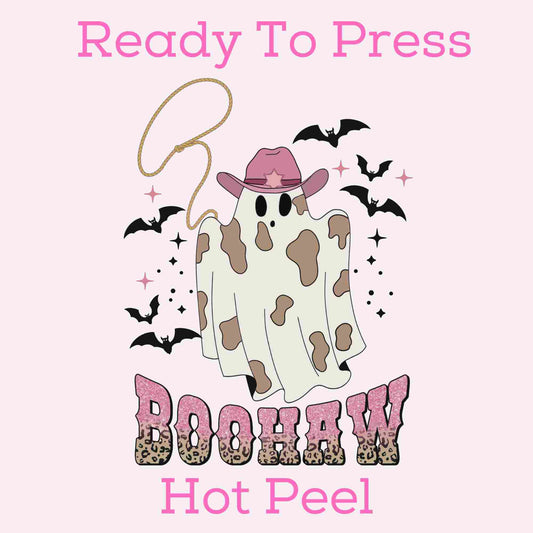 BooHaw Ghost Cowboy DTF TRANSFER or UV DTF STICKER