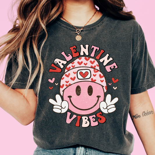 Valentine Vibes Beanie (Distressed) Valentines Day DTF TRANSFER