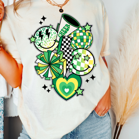 Green Cheer Collage DTF TRANSFER or UV DTF STICKER