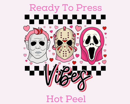 Horror Vibes Checkered Halloween Valentines Day DTF TRANSFER