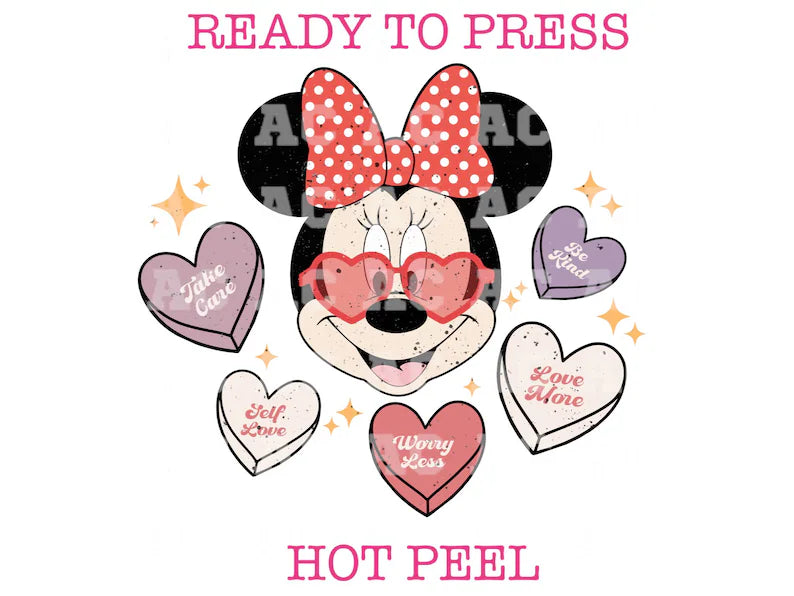 Minnie Valentine's Conversation Hearts Disney DTF TRANSFER