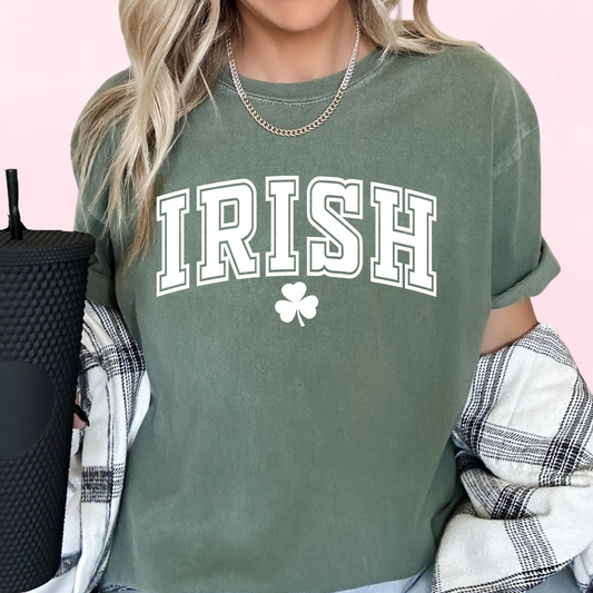 Varsity Irish (White) St. Patrick's Day DTF TRANSFER or UV DTF STICKER