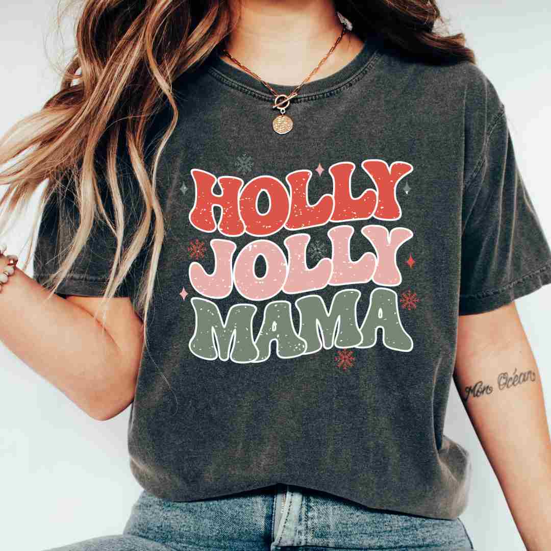 Retro Holly Jolly Mama DTF TRANSFER