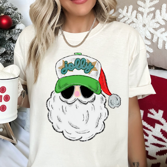 Jolly Trucker Hat Santa Christmas DTF TRANSFER  or UV DTF STICKER