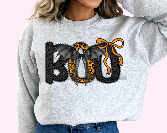 Lace Boo with Bow Halloween DTF TRANSFER or UV DTF STICKER DECAL