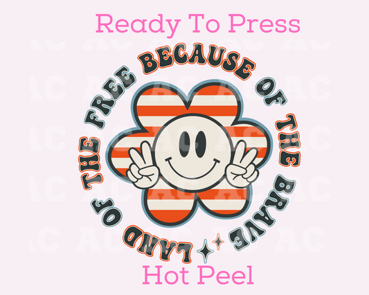 Land Of The Free Flower DTF TRANSFER or UV DTF STICKER