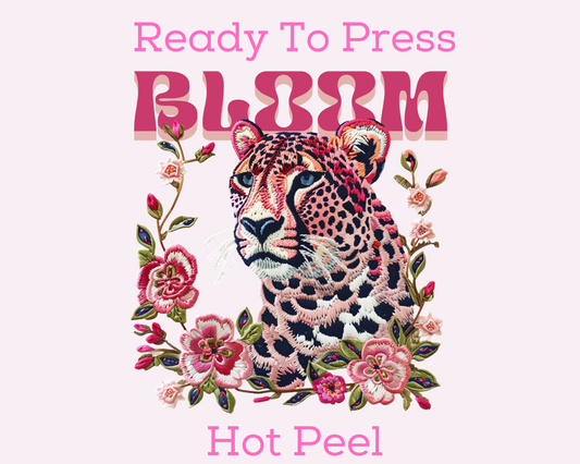Bloom Leopard Flowers Trendy DTF TRANSFER or UV DTF STICKER DECAL