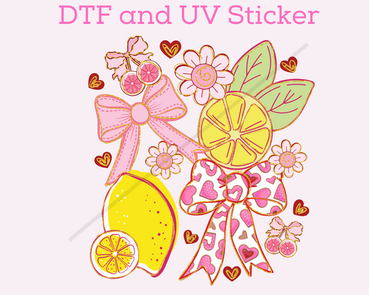 Lemon Coquette Bow DTF TRANSFER or UV DTF STICKER DECAL