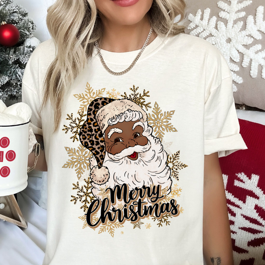 Black Santa (Leopard) DTF TRANSFER or UV DTF STICKER