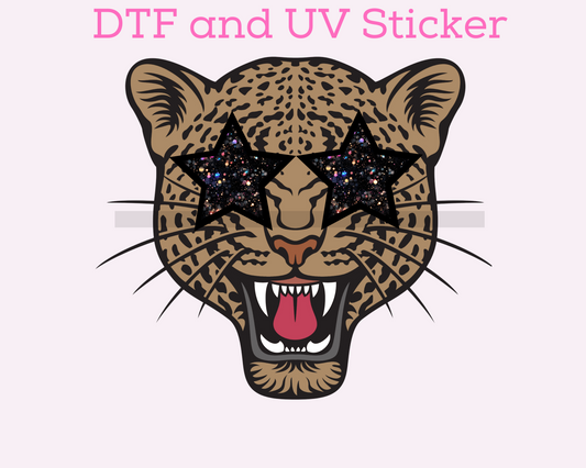 Leopard Blowing Bubble School Mascot DTF TRANSFER or UV DTF STICKER DECAL