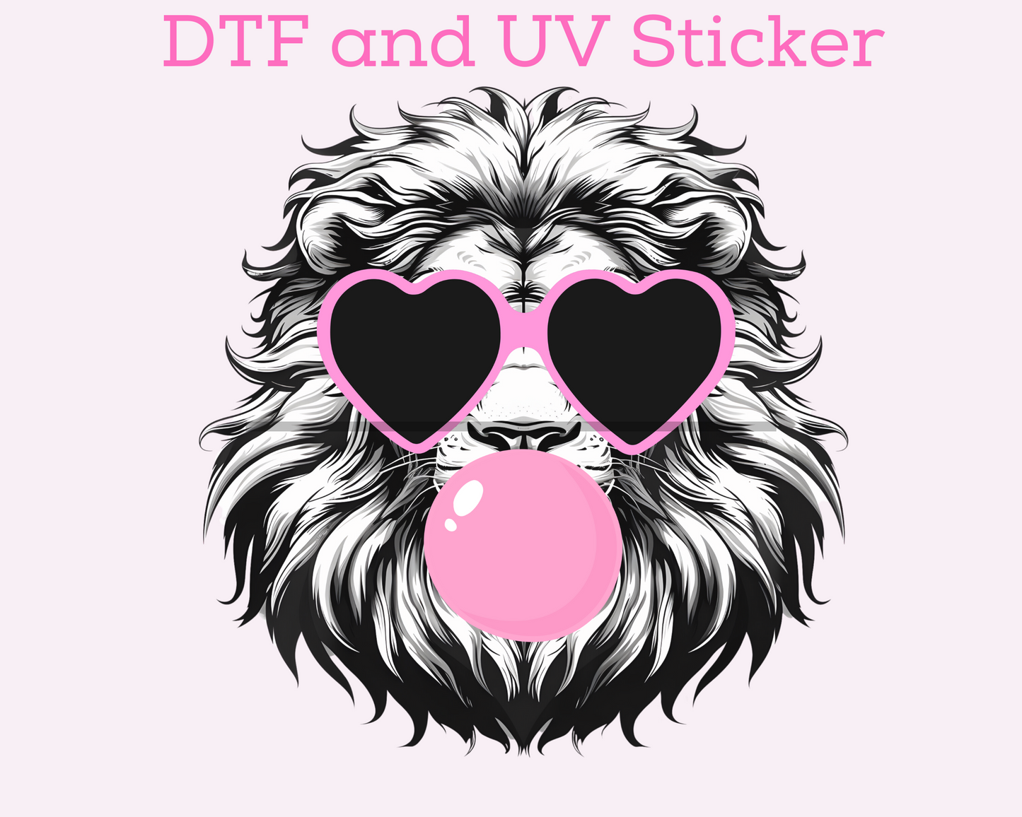 Lions Blowing Bubble Sports School Mascot DTF TRANSFER or UV DTF STICKER