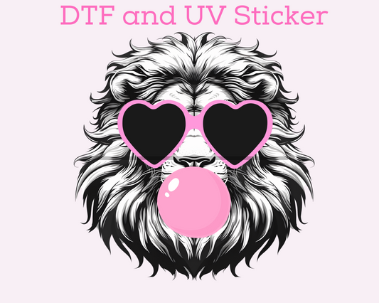Lions Blowing Bubble Sports School Mascot DTF TRANSFER or UV DTF STICKER