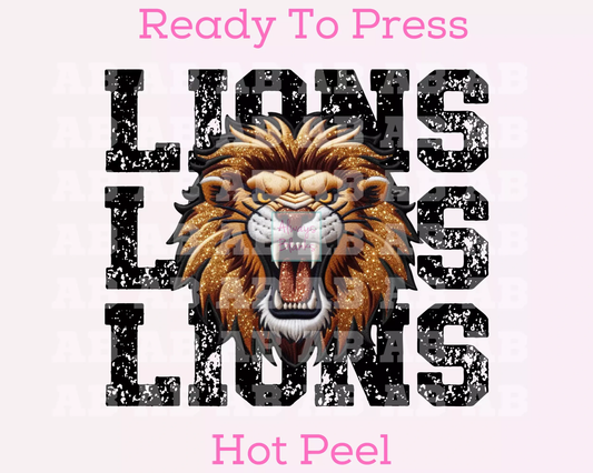 Faux Embroidery Distressed Lions Sports Mascot DTF TRANSFER or UV DTF STICKER