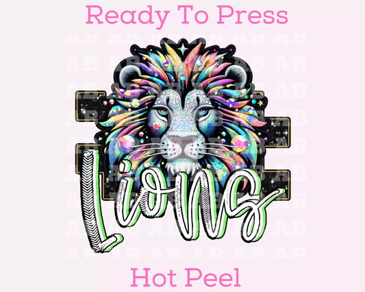 Checkered Lions Faux Embroidery School Mascot DTF TRANSFER or UV DTF STICKER