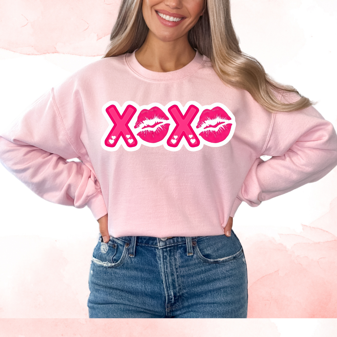 XOXO Lips And White Outline Valentine's Day DTF TRANSFER